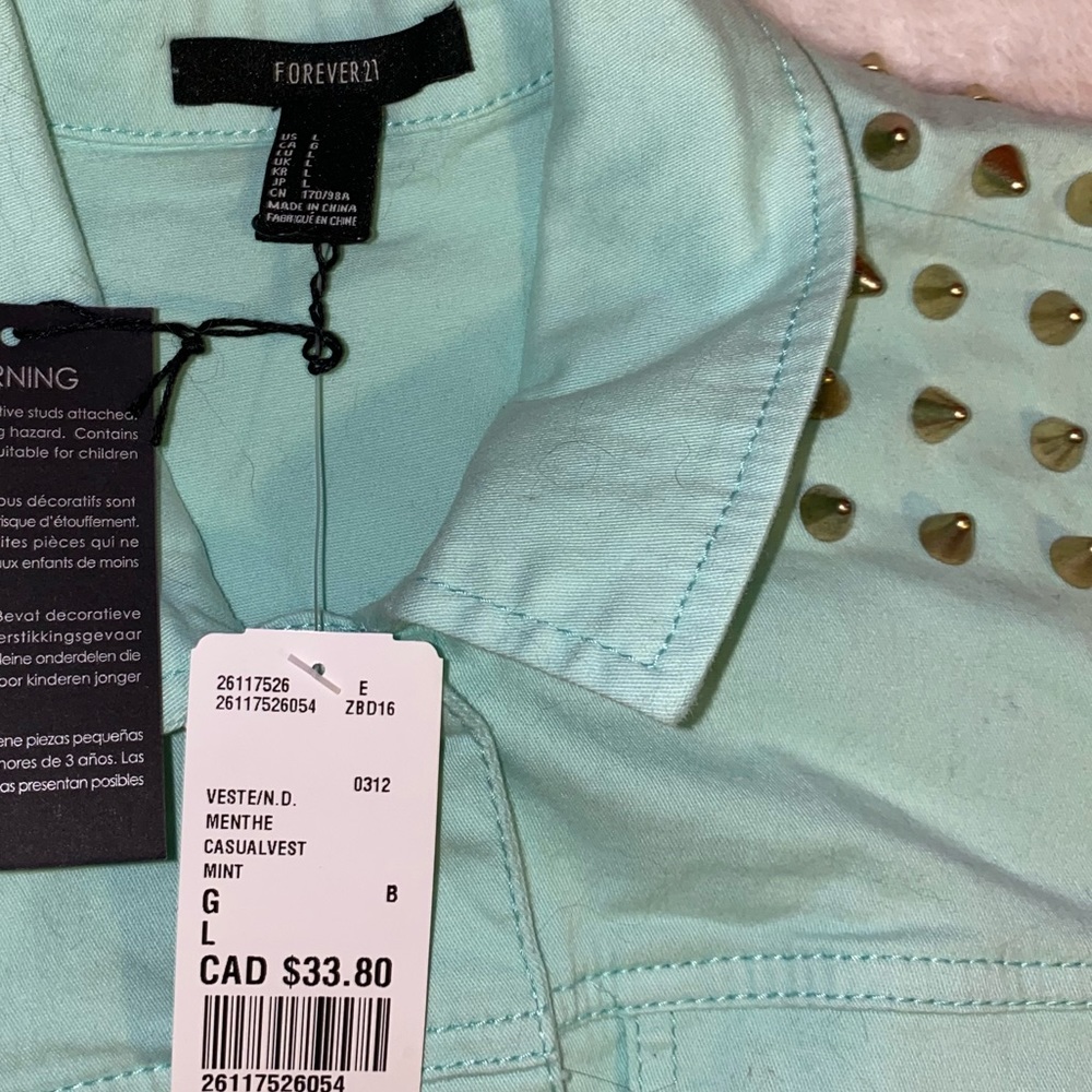 Blue Studded Button Up Vest - Picture 3 of 3